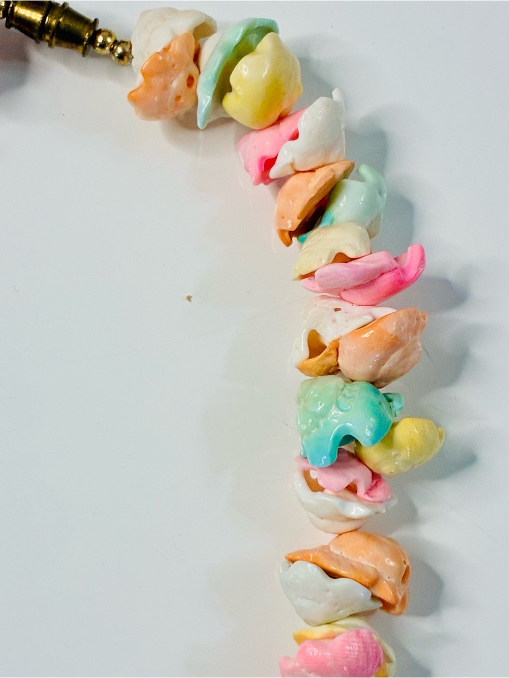 VTG Pastel Multicolor Shell Bead Necklace - ICE CREAM SCOOPS Women's Jewelry - Picture 9 of 16